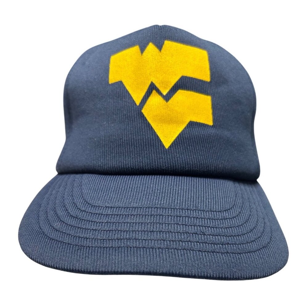 West Virginia University Mountaineers Vintage Snapback Hat Foam Cap Blue Yellow